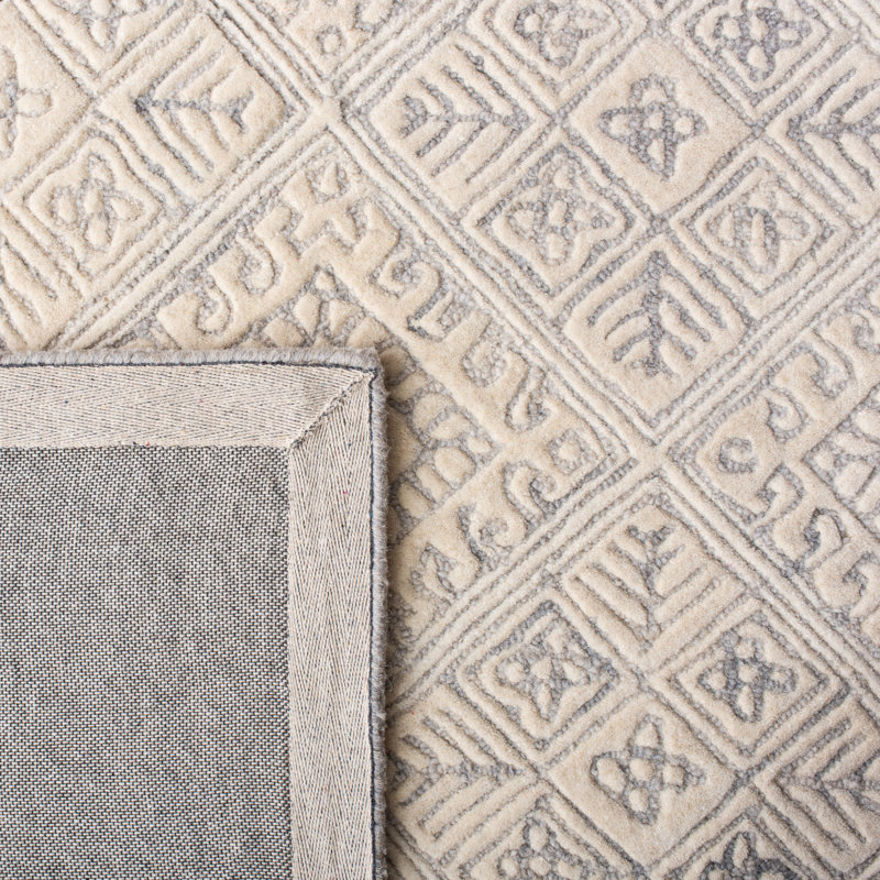 Freddy Hand Tufted Wool Geometric Rug, Square 6'