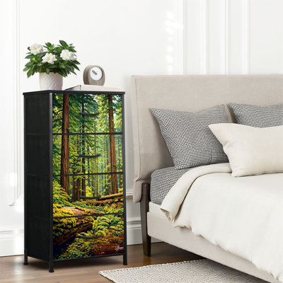4 Drawer Dresser for Bedroom, Narrow Chest of Drawers, Wooden Top and Study Iron Frame 18"x37.5"-(WxH)
