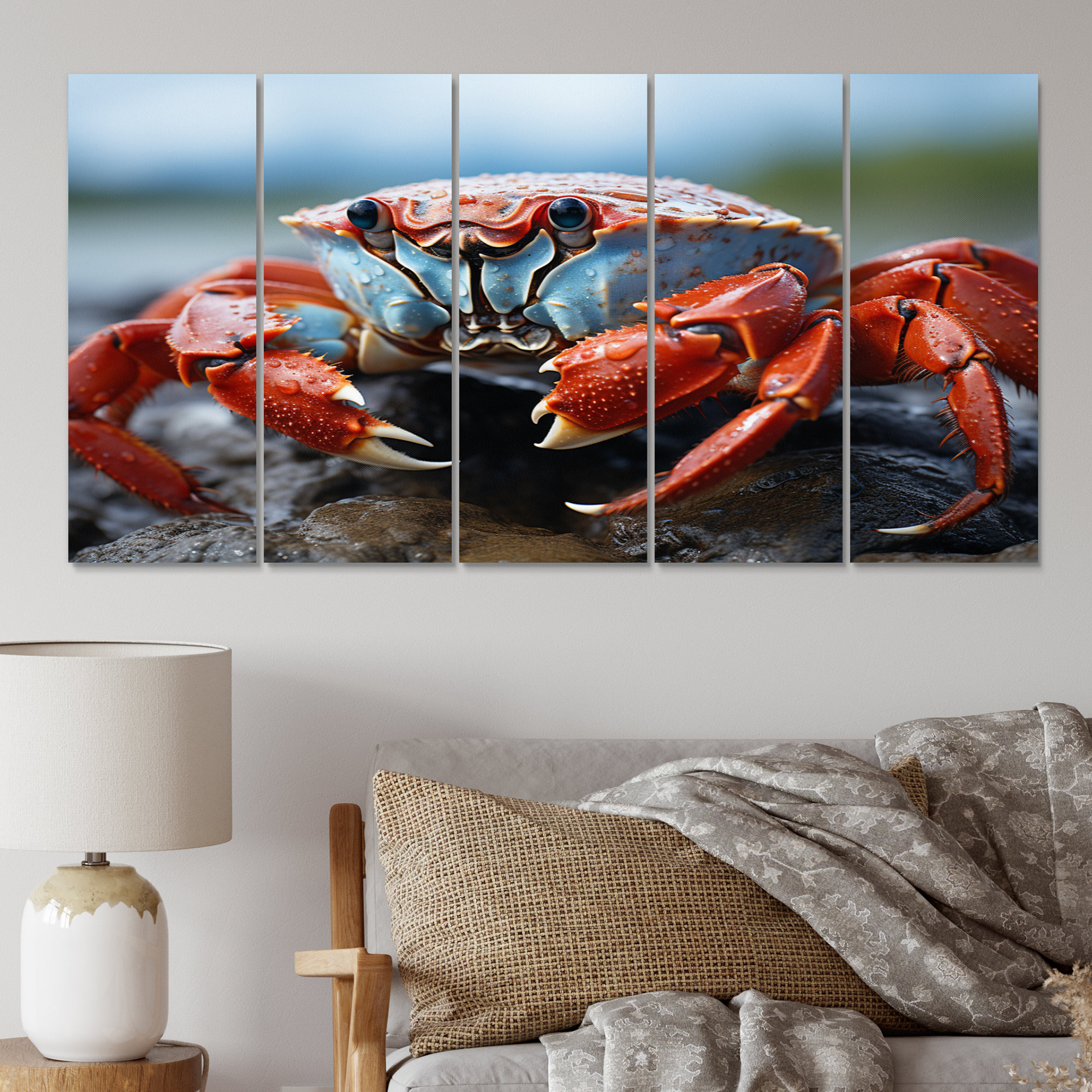 DesignArt Crab Coastal Guardian - Animals Metal Art Print Set | Wayfair