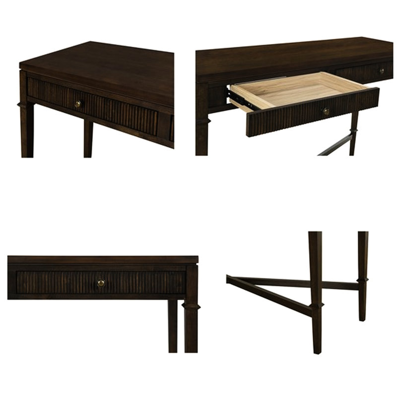 Fluted Dark Brown Console Table With 2 Function - Foyer Feature Hallway