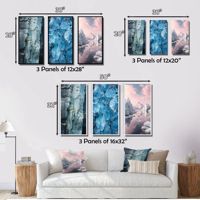 «Glacier Glaciers Edge I», 3 pièces sur toile, Toile tendue, H 40 po x l 60 po