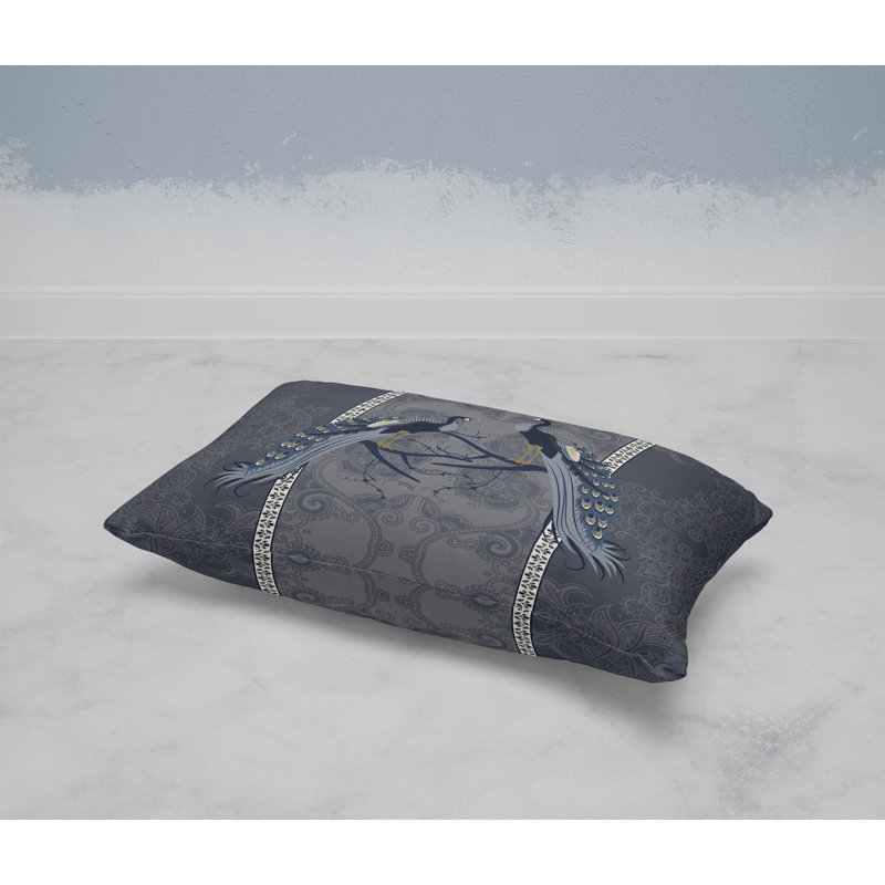 Enchanted Peacock  Rectangular Throw Pillow, Gray