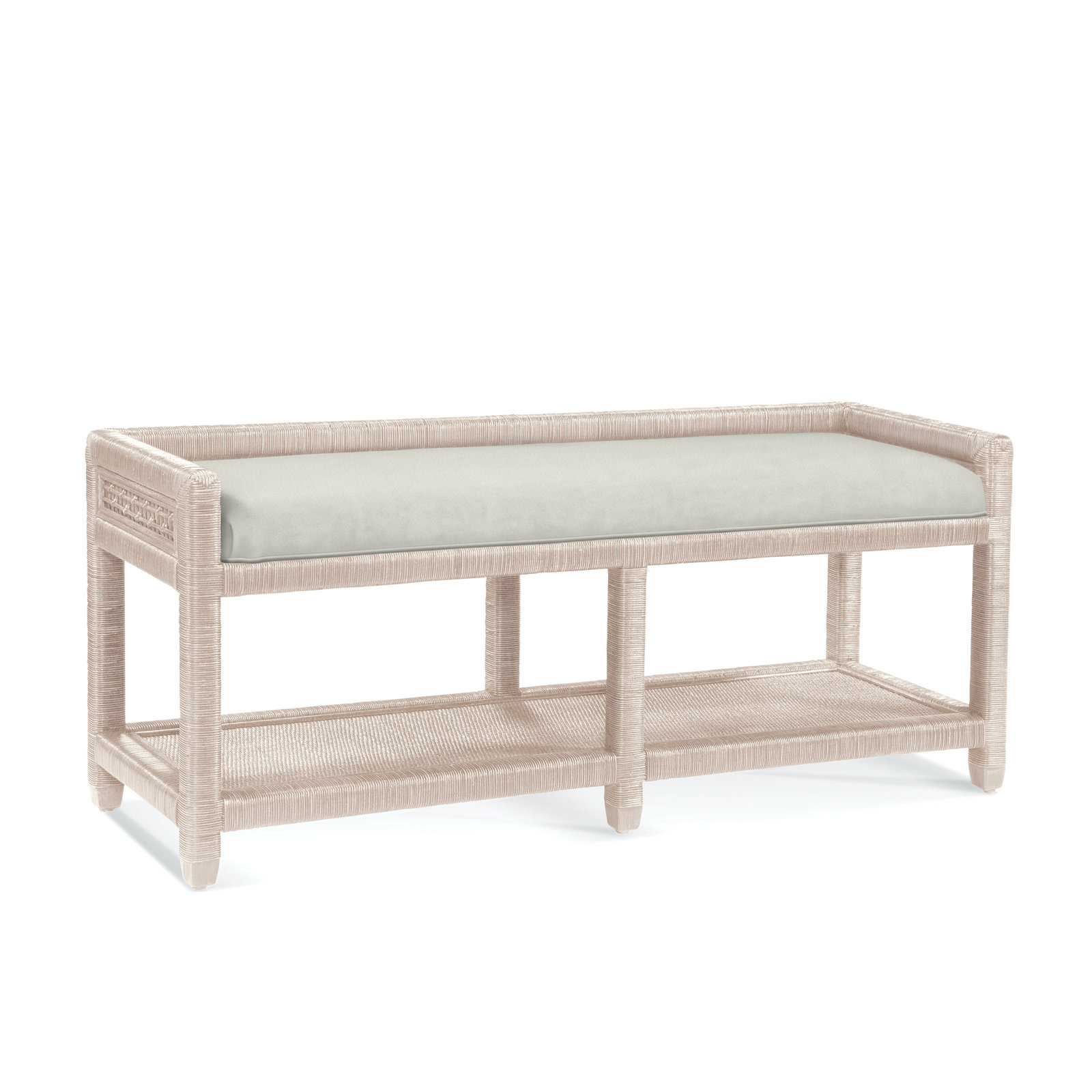 Silvio 54" Storage Bench, Bisque, Cobalt Blue Stripe; 0204-64