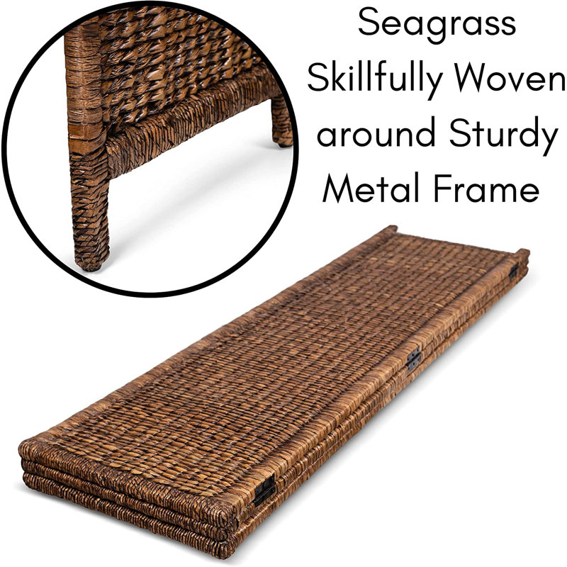 Handwoven Seagrass 3-Panel Folding Room Divider in Brown