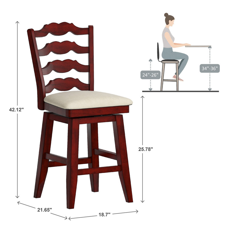 Fortville Swivel Upholstered Counter Stool, Antique Berry, Counter Stool (24" Seat Height)