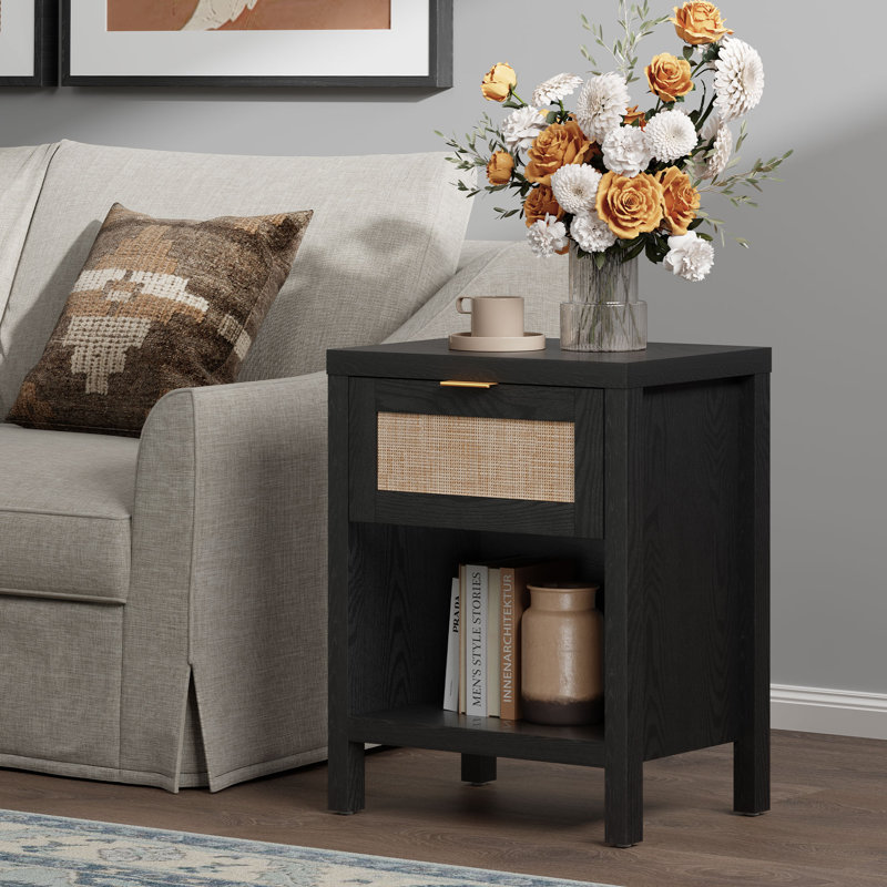 Beason 19.7'' W Nightstand, Black Oak