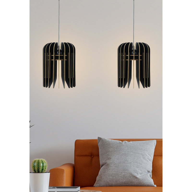 Luminaire suspendu géométrique unique à 2 lumières, Noir, Noir