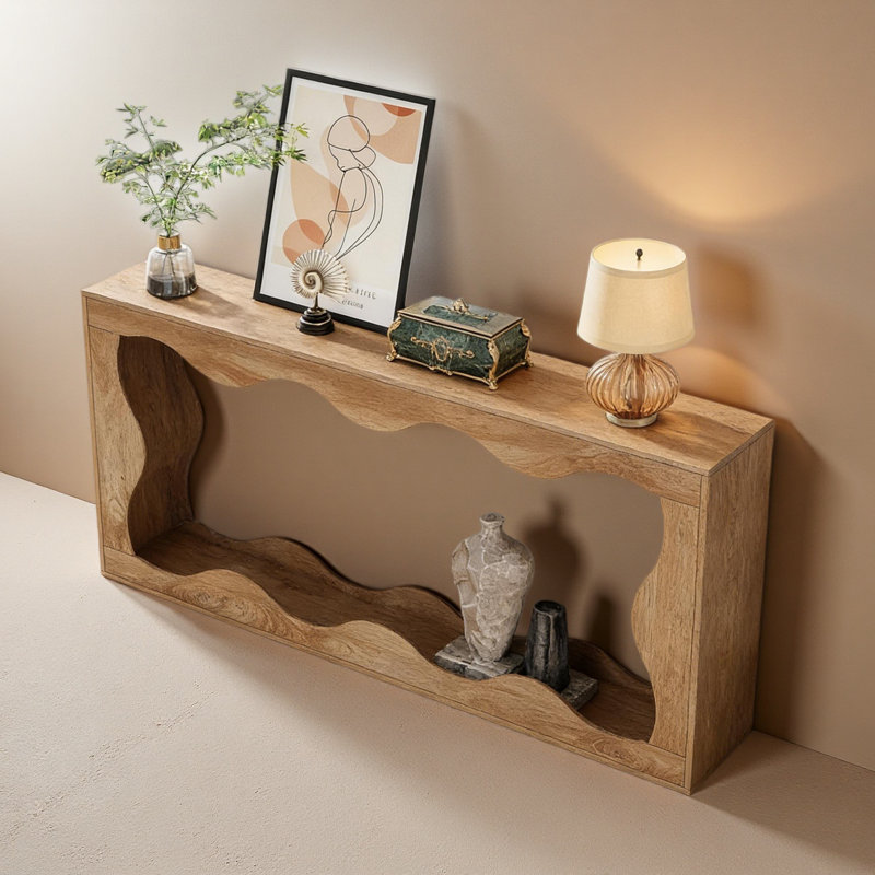 Table basse rétro, table basse étroite, table d'entrée de style vague, Wood