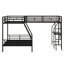 Lit superposé en métal avec lit mezzanine attaché et bureau