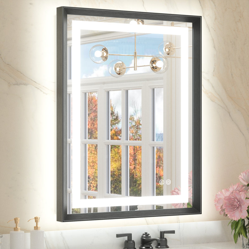 Miroir de salle de bain Dineen, Noir, 30 po x 22 po