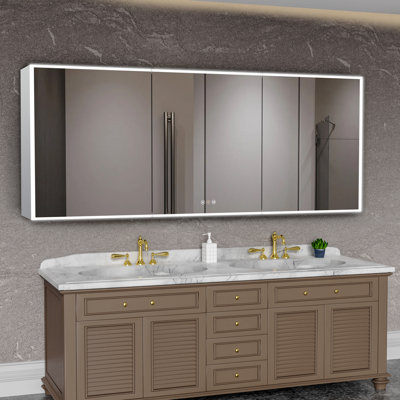 Jaxton 60'' W 36'' H Frameless Medicine Cabinet Mirror 2 Fixed