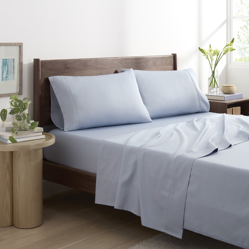 Martex Restore Solid - Soft, Breathable, Cotton Blend, Temperature Regulating, Queen Sheet Set with 2 Pillowcases, Blue