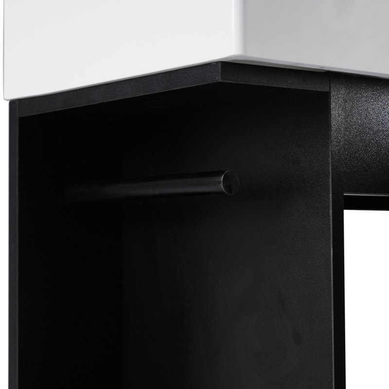 Armoire de meuble-lavabo 18,6 po avec lavabo et tablette à deux niveaux, Noir