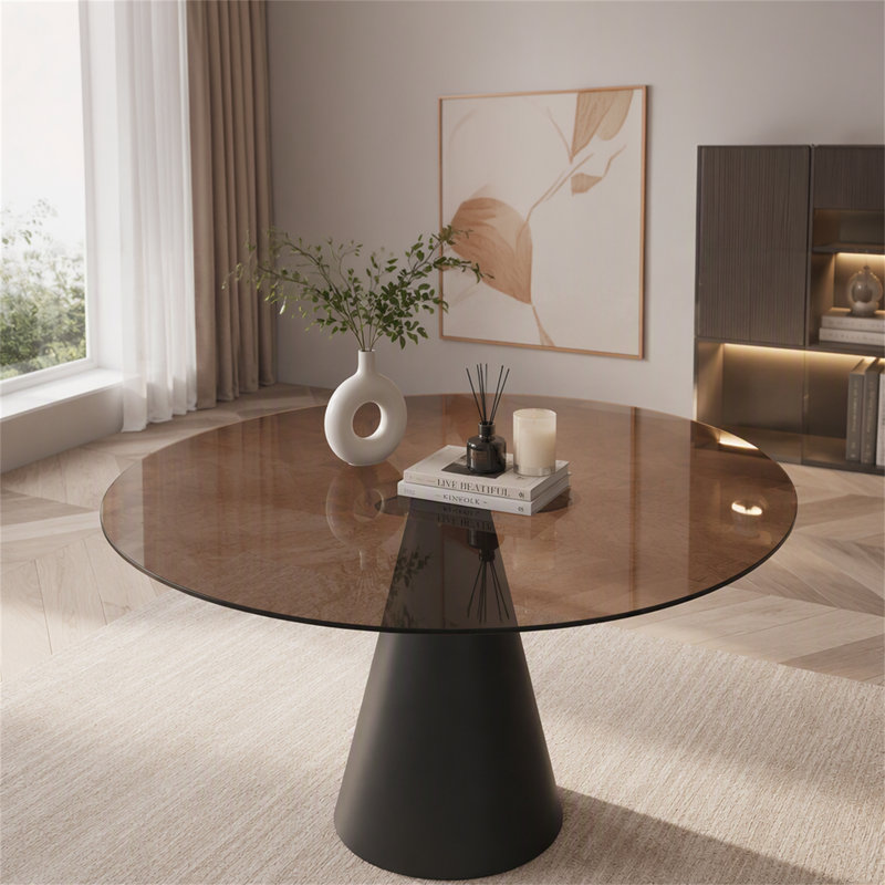 35-Inch Round Glass Dining Table