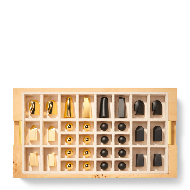 Cream and Brass 3-in-1 Solid Wood Game Set