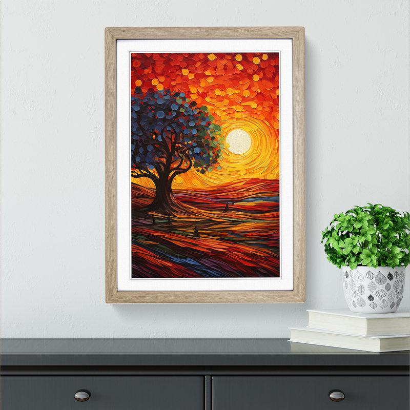 Sunset Orphism No.4 - Framed Print, 64" H x 46" W x 2" D, Oak