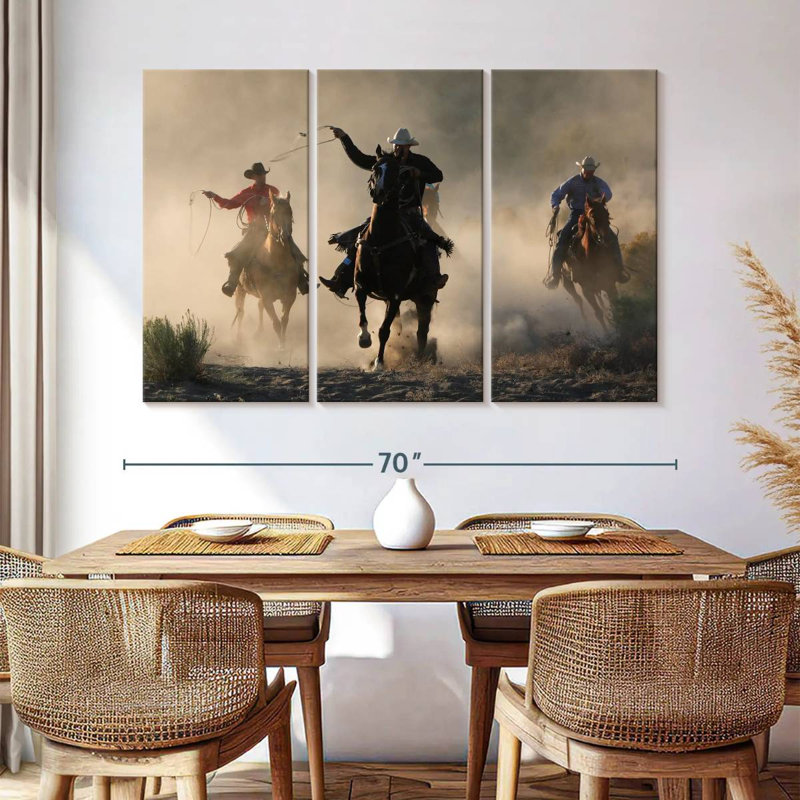 Lelar Cowboys en action, H 42 po x l 65 po