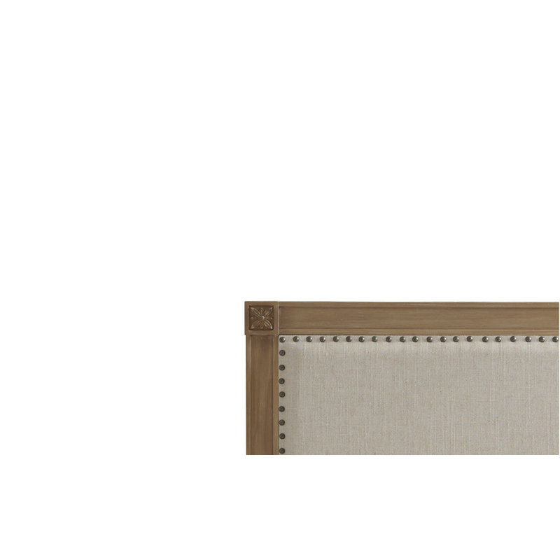 Lit standard tapissier en bois massif Batten, Brun, Très grand