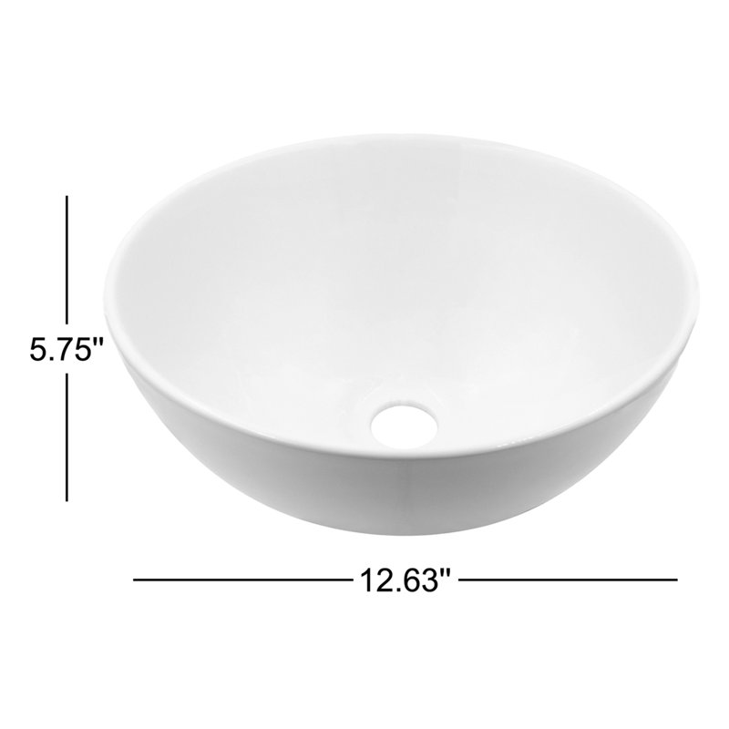 Novatto 12.63'' White Porcelain Circular Bathroom Sink