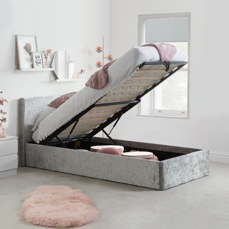 Beckey Upholstered Ottoman Bed, Steel, Single (3')