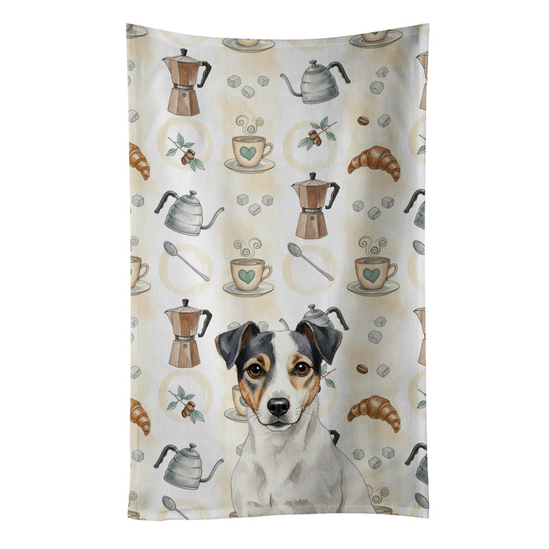 Serviette de cuisine Coffee Bar, Jack Russell terrier blanc et noir