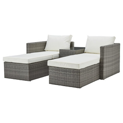 Alouetta 184cm Wide Wicker Patio Sectional with Cushions