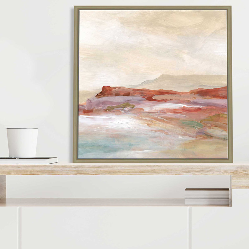 Marguez Twilight Desert Mirage par Carol Robinson - Peinture, L 39,5 po x H 39,5 po, Encadrement brun