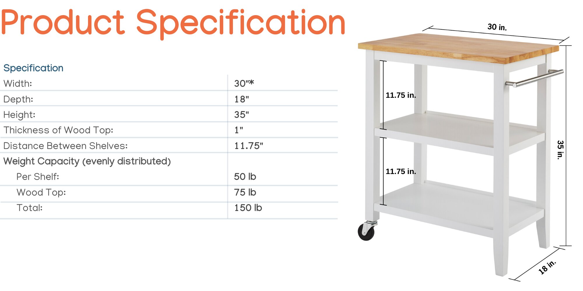 Andover Mills™ Raabe Solid Wood Kitchen Cart & Reviews Wayfair Canada