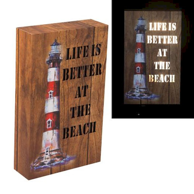 La vie est mieux sur la plaque de phare de plage Laurium