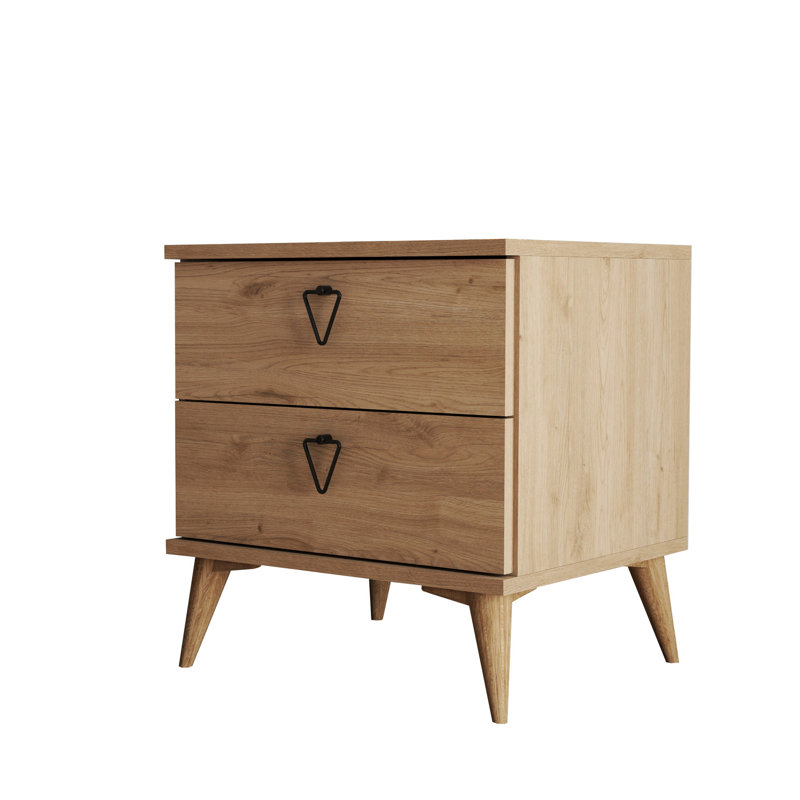 Wickenburg 52cm W Manufactured Wood Bedside Table, Oak