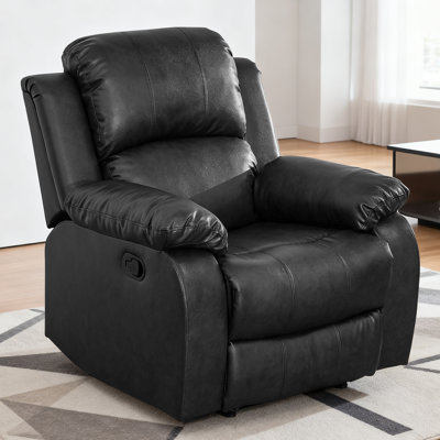 35" Wide Modern Vegan Leather Manual Recliner Chair With Comfortable Arms And Back