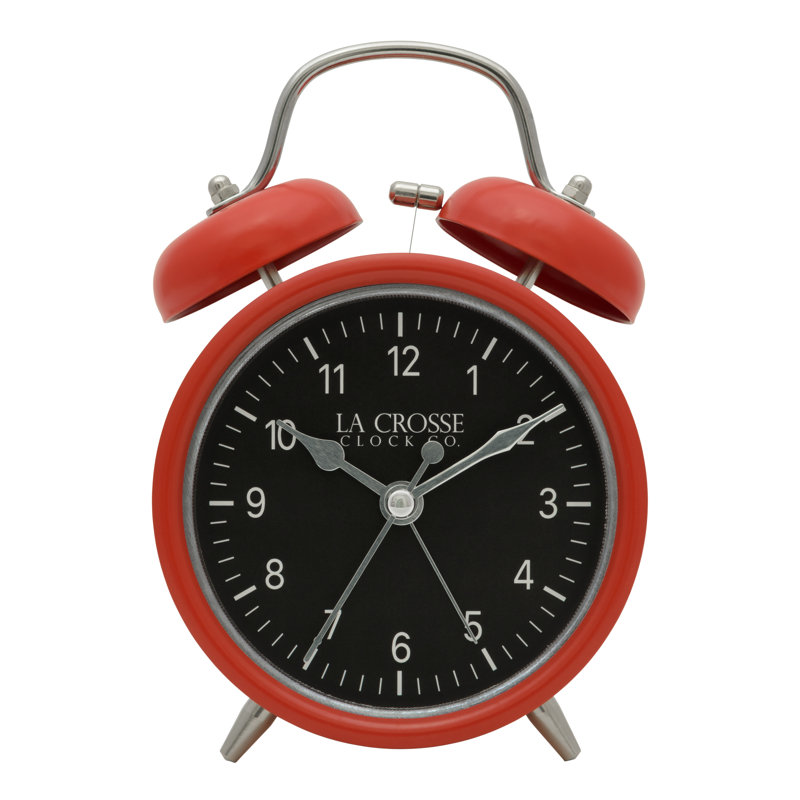 Analogue Metal Quartz Movement / Crystal Tabletop Clock with Alarm in Red