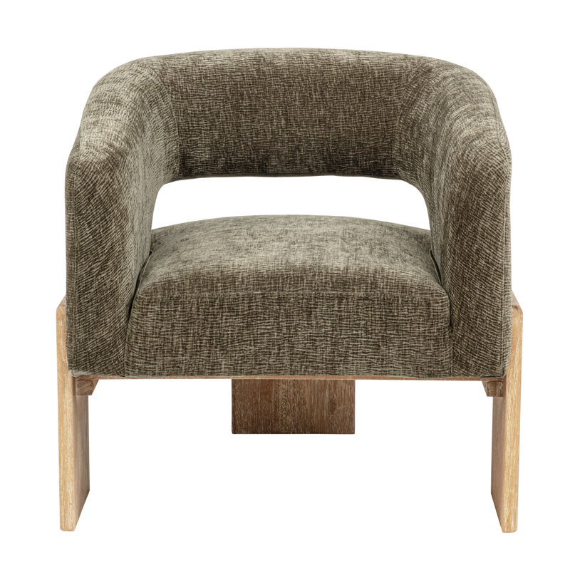 Tess Accent Chair In Modern Manchester Beige On Solid Wood, Green