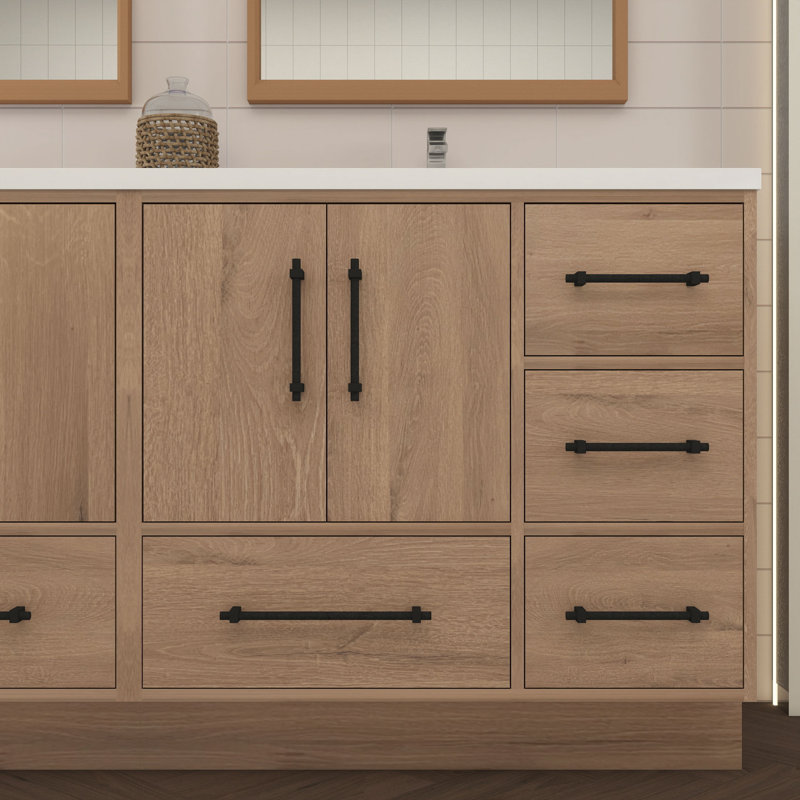 Victoria 83.5'' Double Bathroom Vanity with Acrylic Top, Red Oak