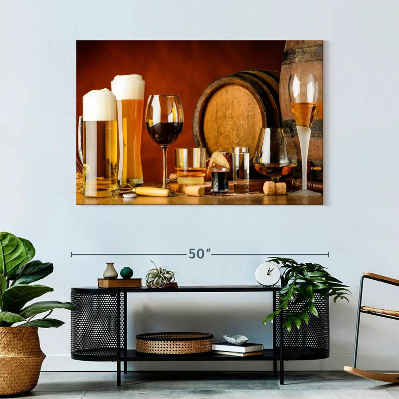Vin et bière sur une impression sur toile, H 32 po x l 48 po x P 1,25 po
