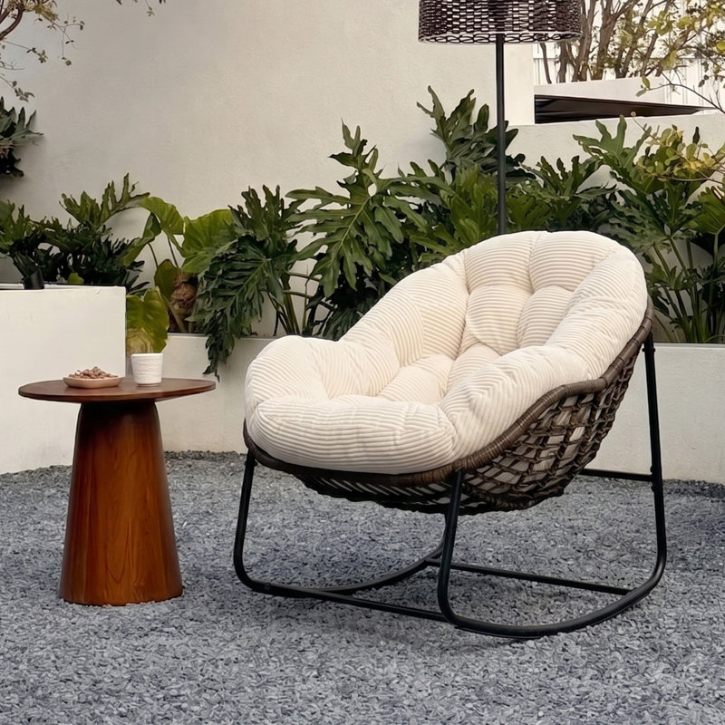 Fauteuil Papasan berçant surdimensionné pour patio, Blanc