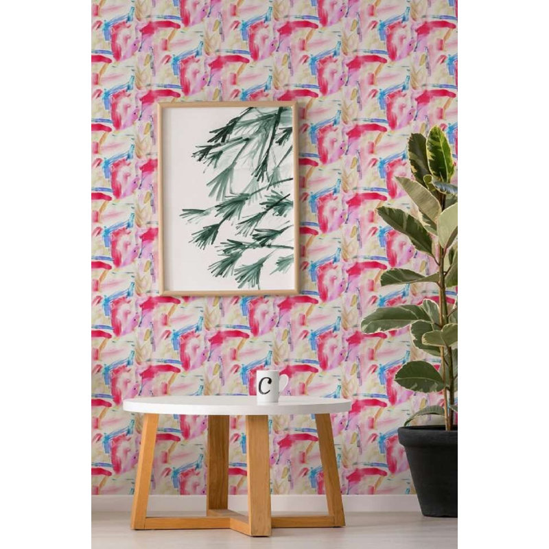 Rouleau de papier peint mat de qualité coton, Rose, Peel & Stick