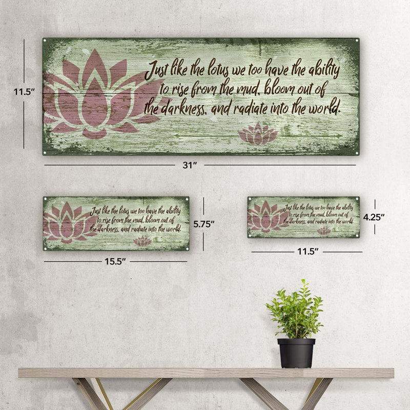 «Green Lotus Bloom» sur métal, H 4,25 po x l 11,5 po