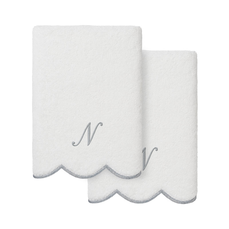  Ensemble de serviettes 100% coton turque ADORNIA, N, Blanc / Gris, Ensemble de 2 essuie-mains
