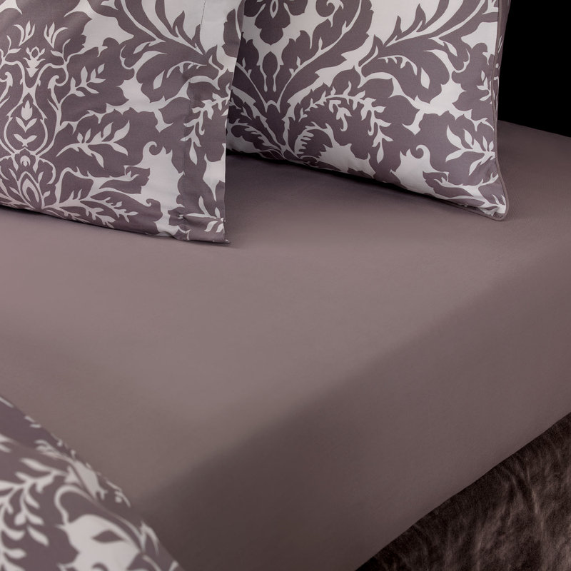 Damask 220 Thread Count 100% Cotton Flat Sheet, Queen, Flat Sheet