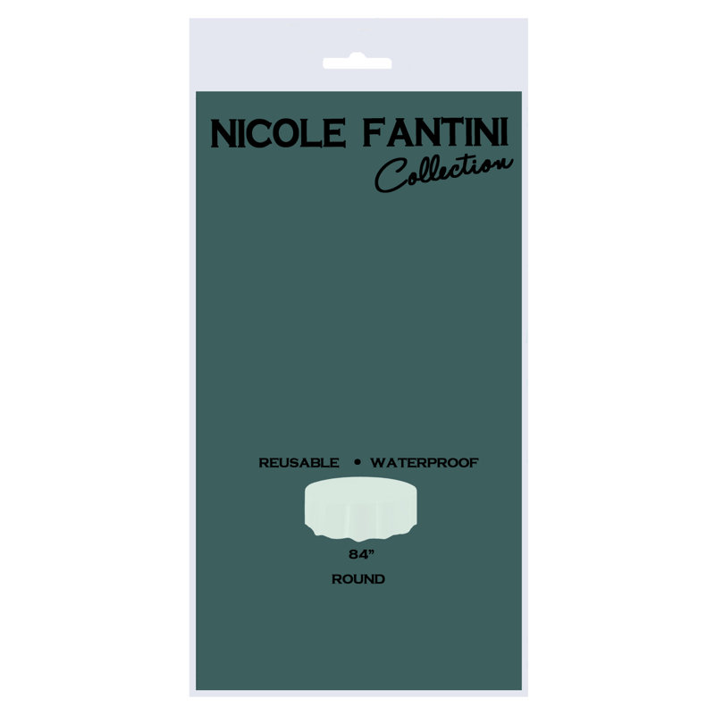 Nicole Fantini Plastic Disposable Round Tablecloth 84", Hunter Green, 4