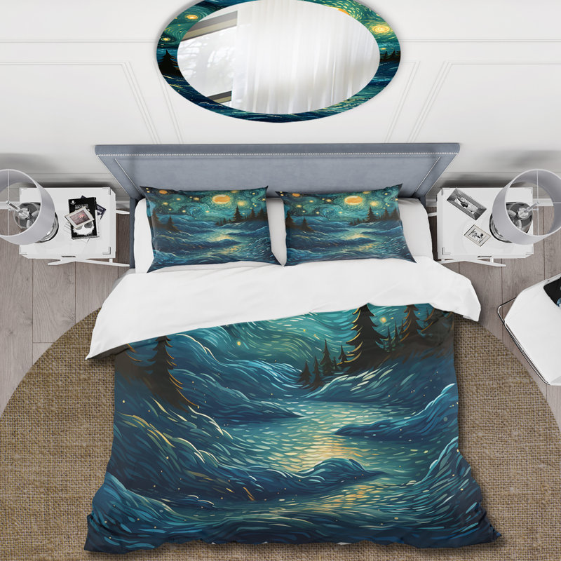 Ensemble de housse de couette Starry Night Ocean Storm I - Classics, Housse de couette simple + 1 taie décorative stan