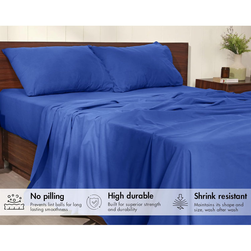 RUVANTI Flannel Sheets – Twin Sheet Set, Ultra Soft & Cozy Double Brushed, 15" Deep Pocket,  3 Pieces (Flat, Fitted, 1 Pillowcase), Royal Navy