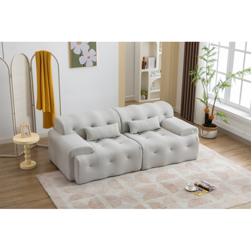 Large Size 2 Seater Sofa, Beige Foam