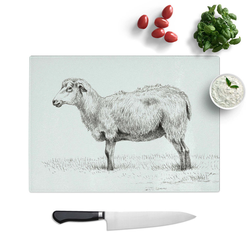 Tempered Glass Standing Sheep by Jean Bernard Chopping Board, 28.5 cm W x 20 cm L