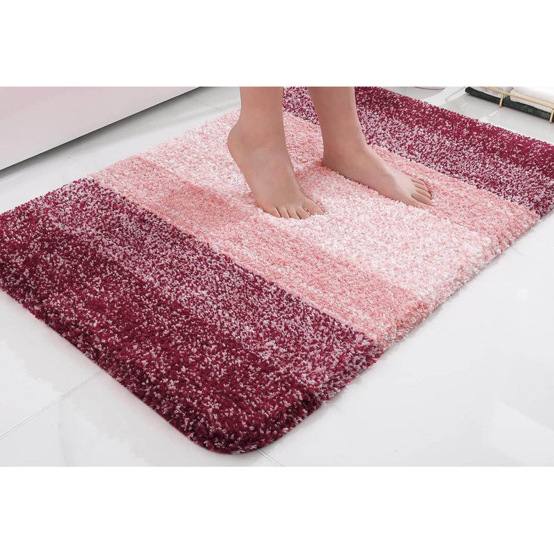 Microfiber Bath Mat, Non-Slipabsorbent Bathroom Mat, Single - 90cm L x 3cm W, Red