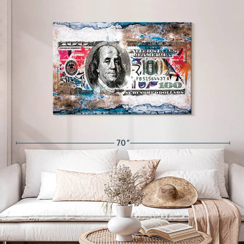 Brickwork Benjamin Dollar Bill, 30" H x 45" W