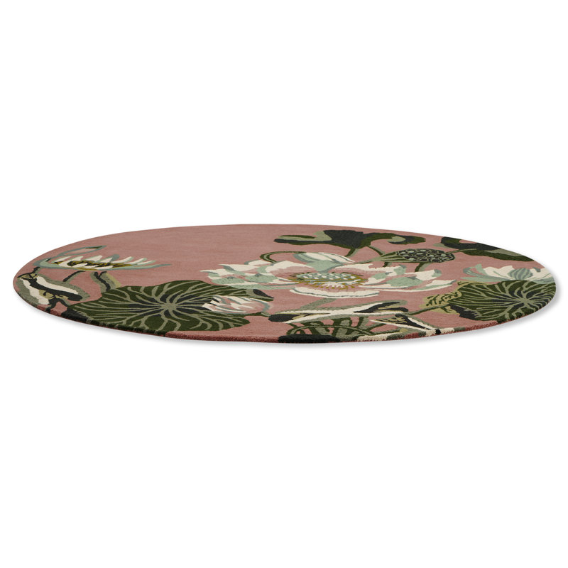 Hand Tufted Wool Floral Area Rug, Round 4'11"