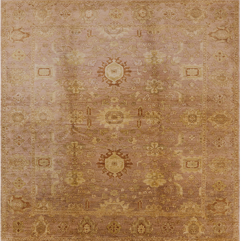 Tapis brun à motif oriental, Carré 7 pi