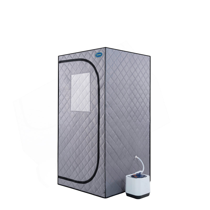 Portable Grey Mini Plus Style Steam Sauna Tent–Personal Home Spa, With Steam Generator, Remote Control, Foldable Chair, PVC Pipes. Easy To Install,Fast Heating, With FCC & UL Certification